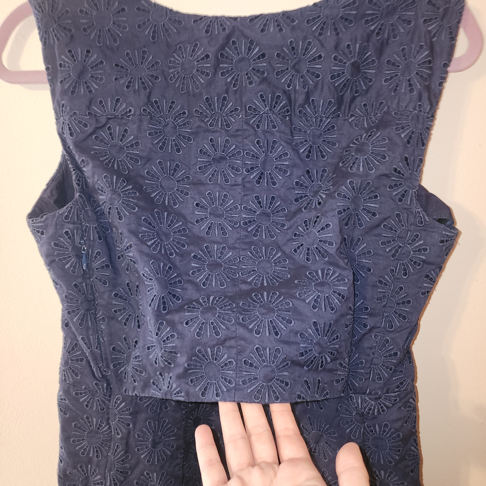 Diane Von Furstenberg Navy Eyelet Mini Dress - Picture 4 of 9